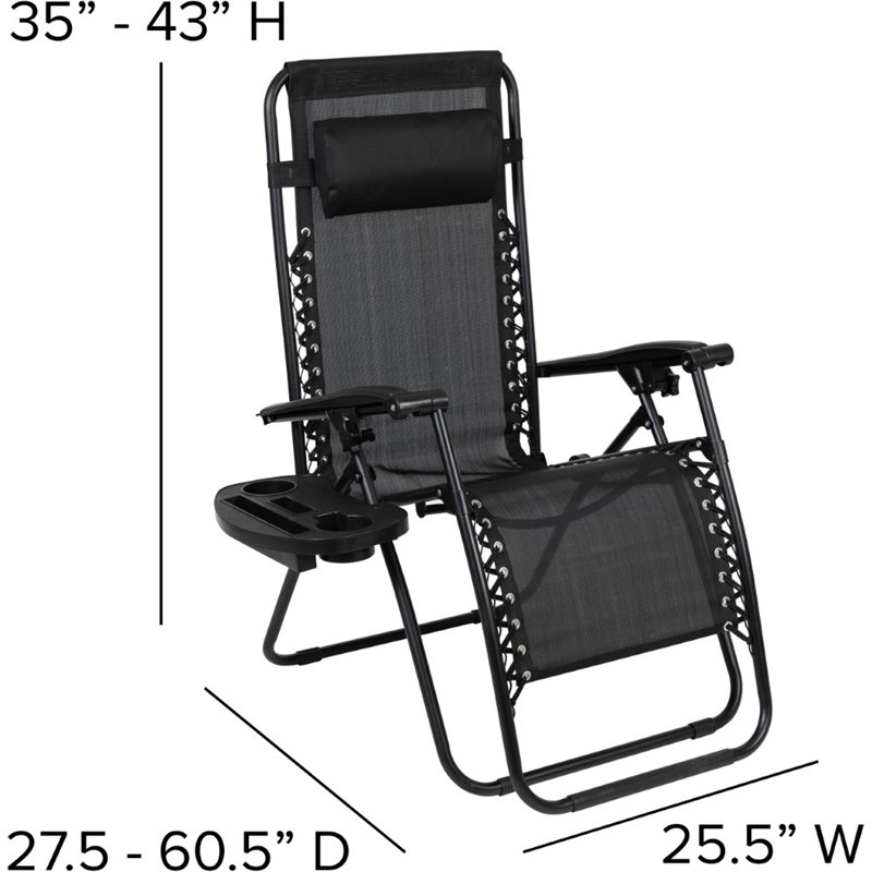 Flash Furniture Adjustable Mesh Zero Gravity Lounge Chair in Black (Set of 2)