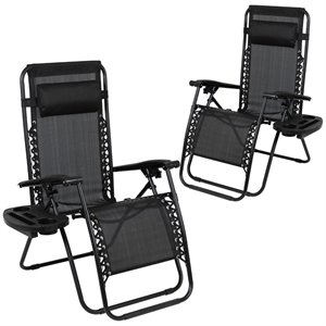 flash furniture adjustable mesh zero gravity lounge chair in black (set of 2)