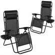 Flash Furniture Adjustable Mesh Zero Gravity Lounge Chair in Black (Set of 2)