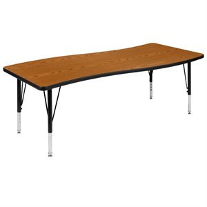 Flash Furniture 26&quot x 26&quot x 60&quot Wave Wood Top Adjustable Activity Table in Oak