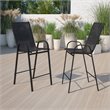 Flash Furniture Stackable Flex Comfort Patio Bar Stool in Black (Set of 2)