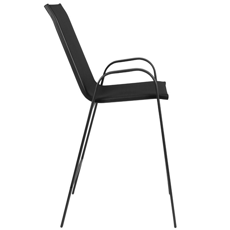 Flash Furniture Stackable Flex Comfort Patio Bar Stool in Black (Set of 2)