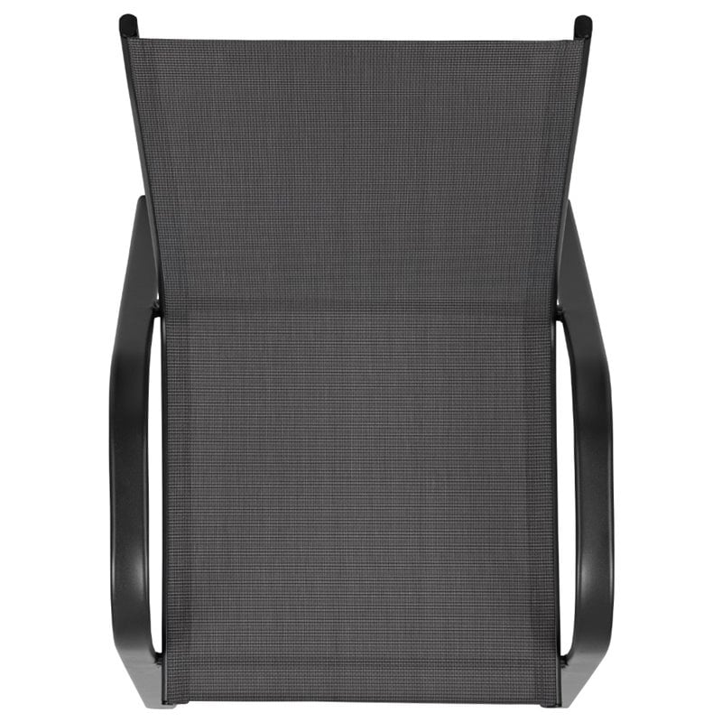 Flash Furniture Stackable Flex Comfort Patio Bar Stool in Black (Set of 2)