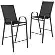 Flash Furniture Stackable Flex Comfort Patio Bar Stool in Black (Set of 2)
