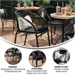 Flash Furniture Stackable Rattan Curved Back Dining Chair in Black (Set of 2)