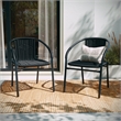 Flash Furniture Stackable Rattan Curved Back Dining Chair in Black (Set of 2)