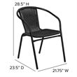 Flash Furniture Stackable Rattan Curved Back Dining Chair in Black (Set of 2)