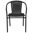 Flash Furniture Stackable Rattan Curved Back Dining Chair in Black (Set of 2)