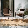 Flash Furniture Stackable Rattan Curved Back Dining Chair in Brown (Set of 2)