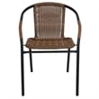 Flash Furniture Stackable Rattan Curved Back Dining Chair in Brown (Set of 2)