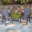 Flash Furniture Folding Portable Patio Sling Chair in Black (Set of 2)