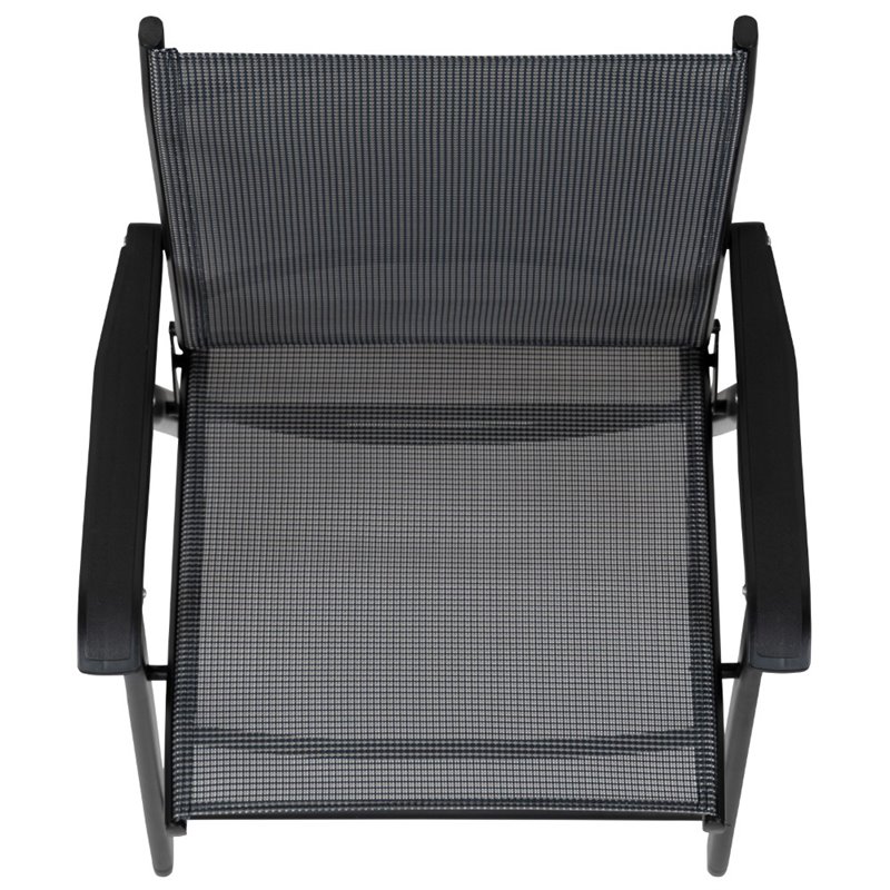 Flash Furniture Folding Portable Patio Sling Chair in Black (Set of 2)