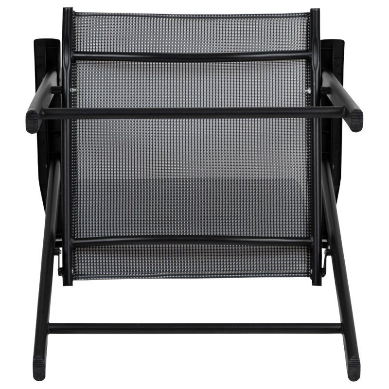 Flash Furniture Folding Portable Patio Sling Chair in Black (Set of 2)