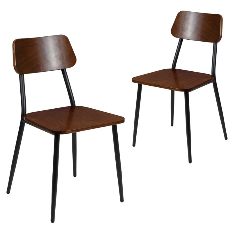 Flash Furniture Wooden Dining Side Chair in Mahogany (Set of 2)