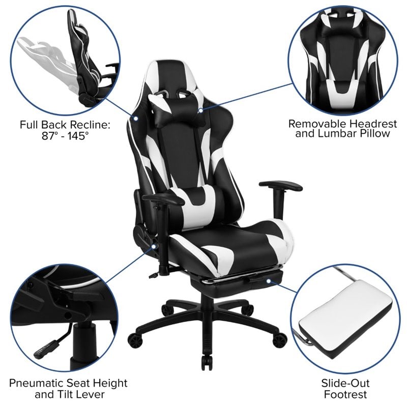 Flash Furniture Gaming Desk and Reclining Swivel Chair in Black