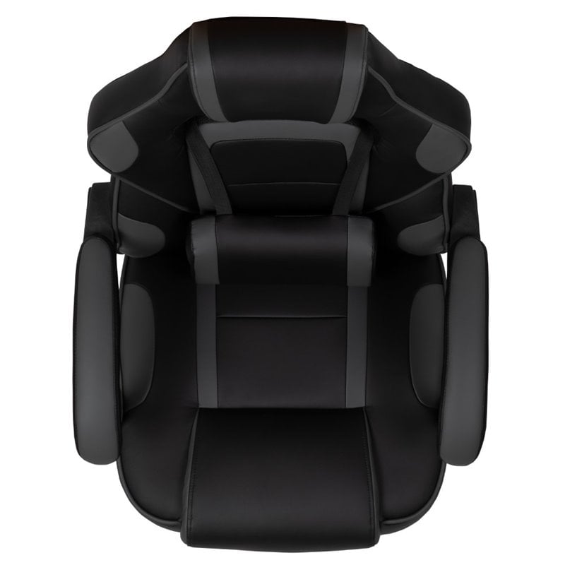 Flash Furniture Leather Ergonomic Swivel Gaming Chair in Black and Gray