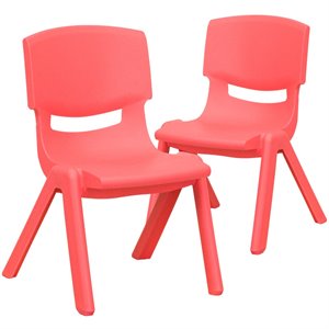 Flash Furniture 10.5&quot Plastic Stackable Preschool Chair in Red (Set of 2)