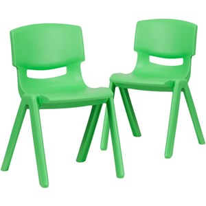 Flash Furniture 13.25&quot Plastic Stackable School Chair in Green (Set of 2)