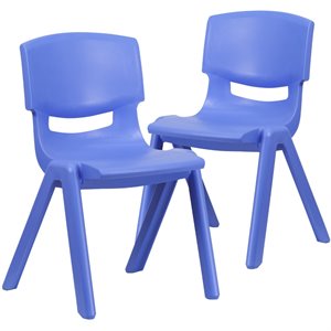 Flash Furniture 15.5&quot Plastic Stackable School Chair in Blue (Set of 2)