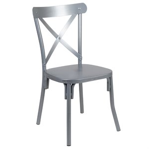 flash furniture modern metal cross back dining side chair