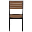 Flash Furniture Patio Dining Side Chair with Poly Slats in Faux Teak