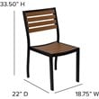 Flash Furniture Patio Dining Side Chair with Poly Slats in Faux Teak