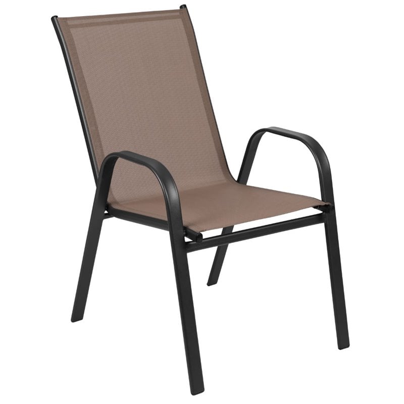 Flash Furniture Brazos Series Brown Outdoor Stack Chair (Set of 4)