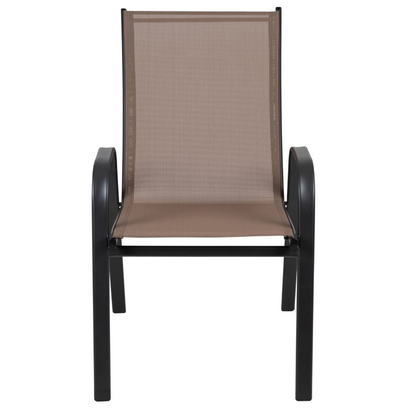 Flash Furniture Brazos Series Brown Outdoor Stack Chair (Set of 4)