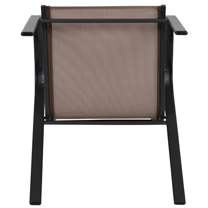 Flash Furniture Brazos Series Brown Outdoor Stack Chair (Set of 4)