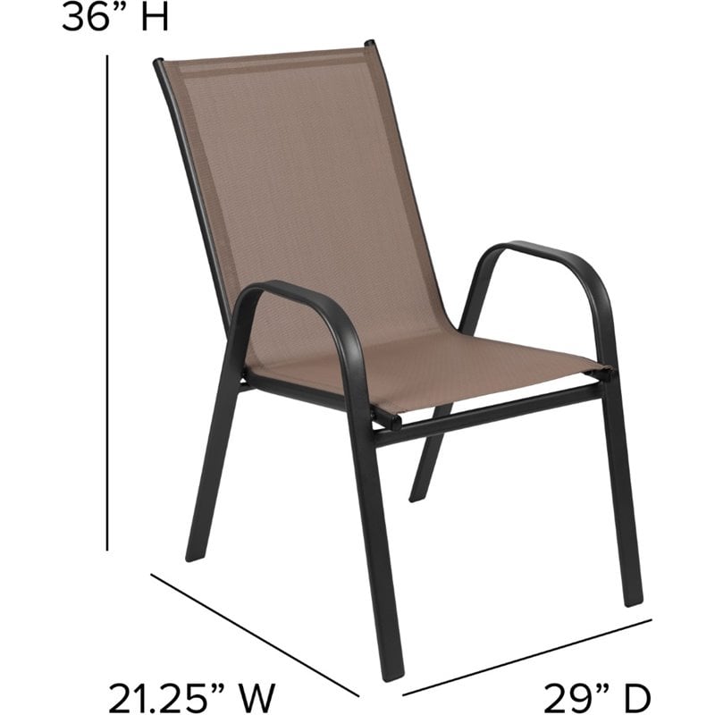 Flash Furniture Brazos Series Brown Outdoor Stack Chair (Set of 4)