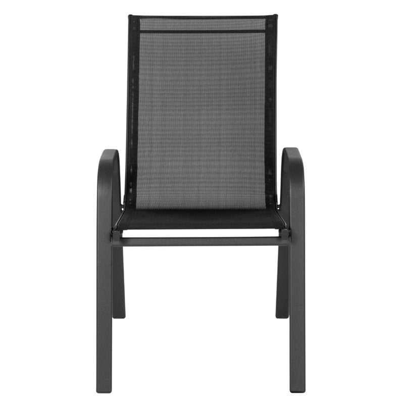 Flash Furniture Brazos Series Black Outdoor Metal Frame Stack Chair (Set of 4)