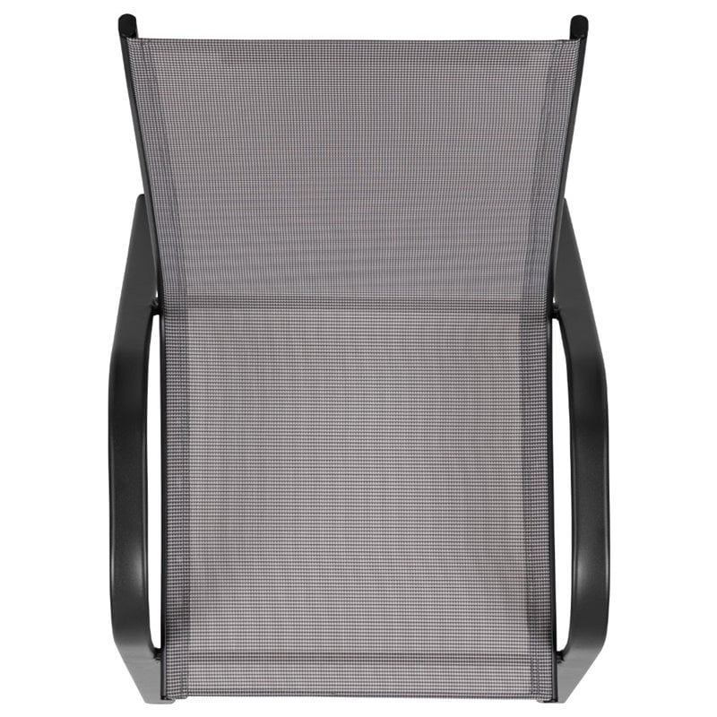 Flash Furniture Brazos Series Gray Outdoor Stack Chair with Metal Frame
