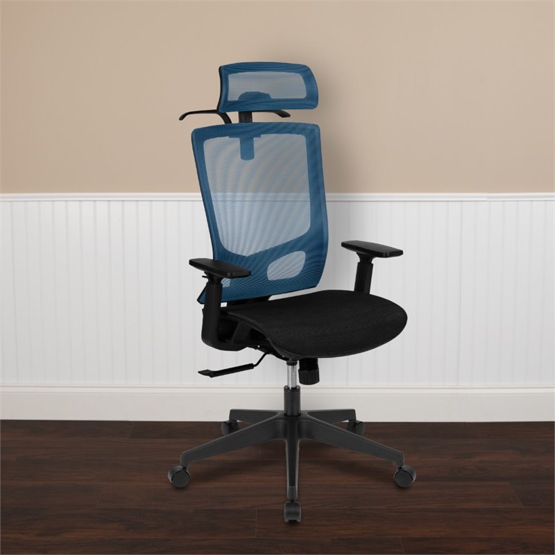 Flash Furniture High Back Ergonomic Mesh Office Swivel Chair in Blue and Black
