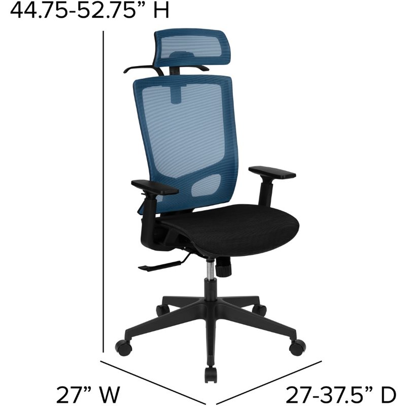 Flash Furniture High Back Ergonomic Mesh Office Swivel Chair in Blue and Black