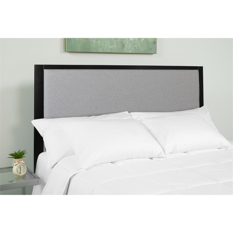 Flash Furniture Fabric Upholstered Full Metal Panel Headboard in Light Gray