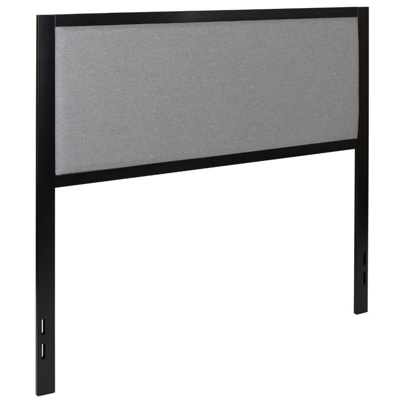 Flash Furniture Fabric Upholstered Full Metal Panel Headboard in Light Gray