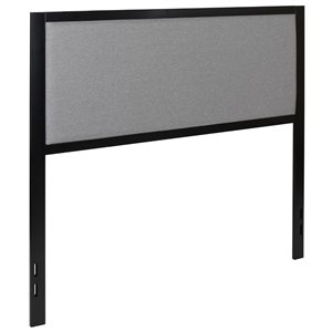 flash furniture fabric upholstered metal panel headboard in light gray