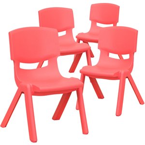 Flash Furniture 10.5&quot Plastic Stackable Preschool Chair in Red (Set of 4)