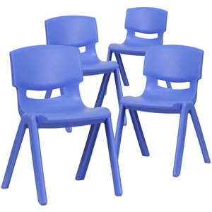Flash Furniture 13.25&quot Plastic Stackable School Chair in Blue (Set of 4)