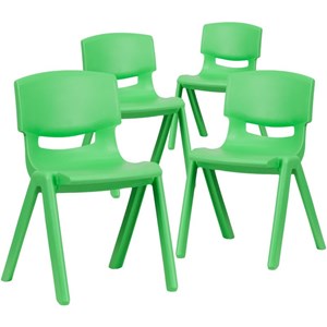 Flash Furniture 13.25&quot Plastic Stackable School Chair in Green (Set of 4)