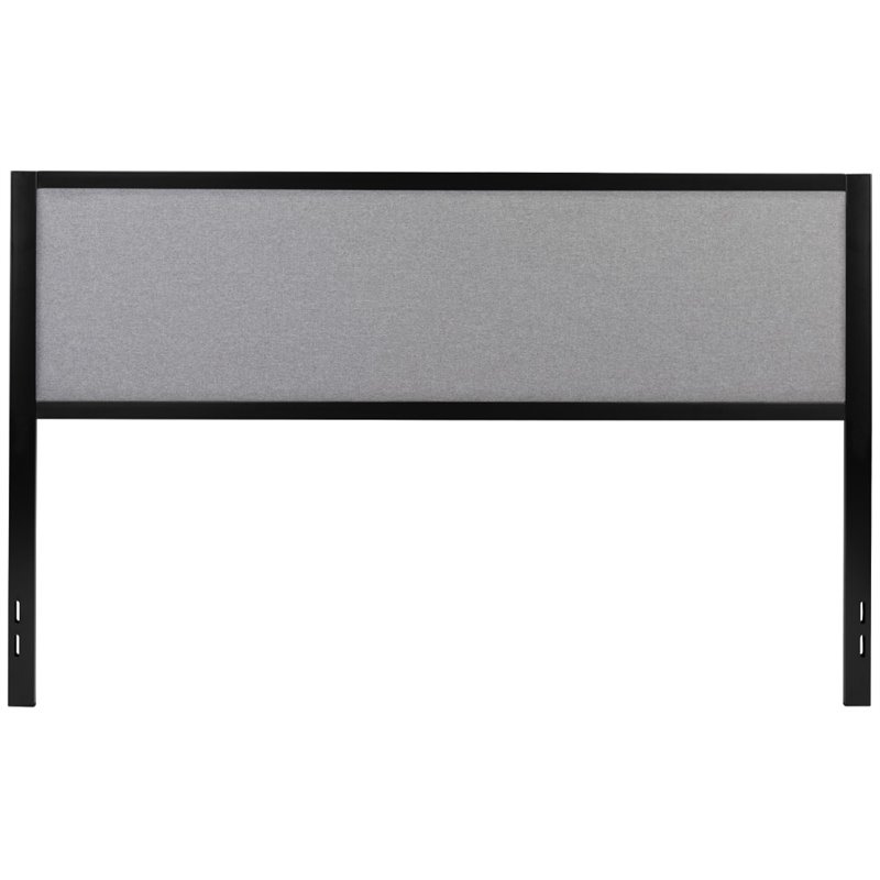 Flash Furniture Fabric Upholstered King Metal Panel Headboard in Light Gray