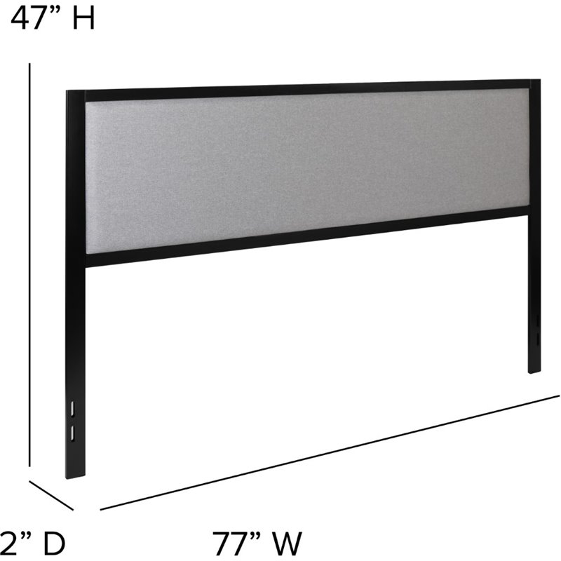 Flash Furniture Fabric Upholstered King Metal Panel Headboard in Light Gray