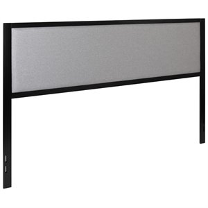 flash furniture fabric upholstered metal panel headboard in light gray