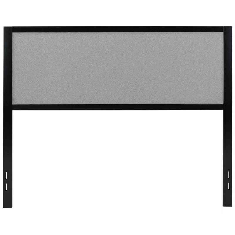 Flash Furniture Fabric Upholstered Queen Metal Panel Headboard in Light Gray