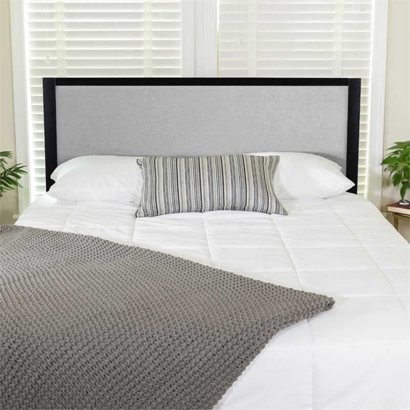 Flash Furniture Fabric Upholstered Queen Metal Panel Headboard in Light Gray