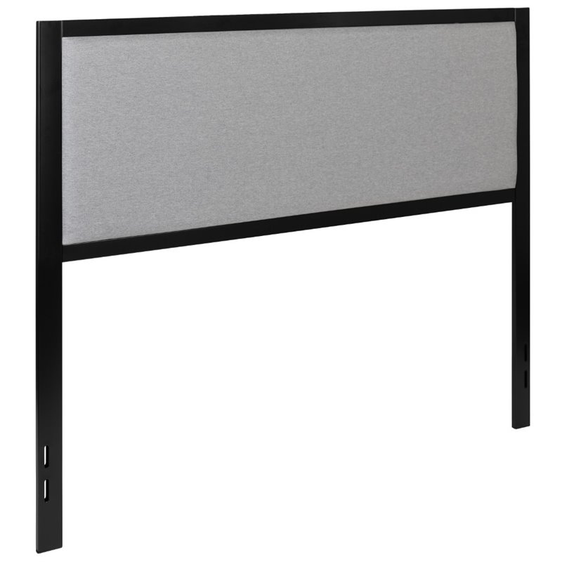 Flash Furniture Fabric Upholstered Queen Metal Panel Headboard in Light Gray