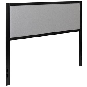 Flash Furniture Fabric Upholstered Queen Metal Panel Headboard in Light Gray