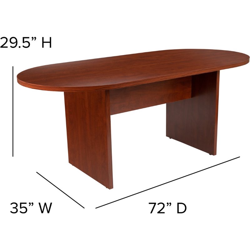 Flash Furniture 5 Piece Wooden Oval Conference Table Set in Cherry and Black