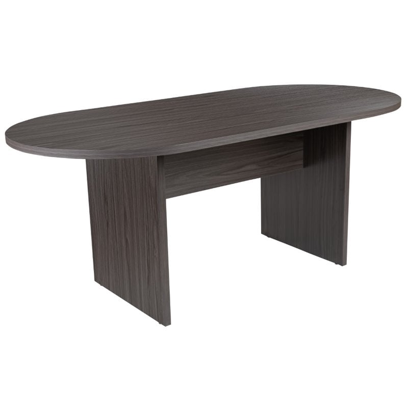 Flash Furniture 5 Piece Wooden Oval Conference Table Set in Gray and Black