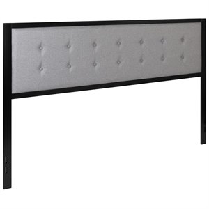 flash furniture fabric tufted metal panel headboard in light gray